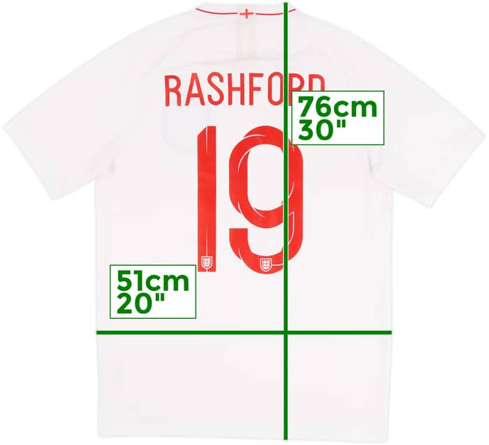 2018-19 England Home Shirt Rashford #19 - 7/10 - (M)