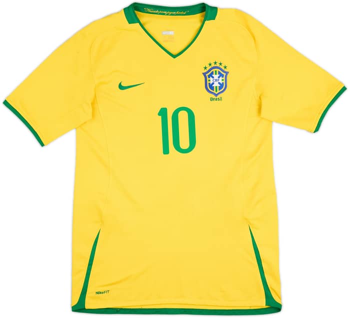 2008-10 Brazil Home Shirt Ronaldinho #10 - 7/10 - (XL.Boys)