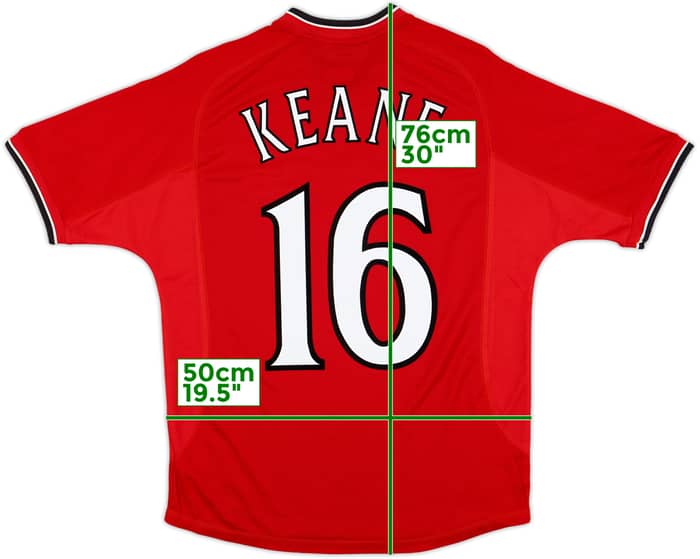 2000-02 Manchester United Home Shirt Keane #16 - 9/10 - (Y)