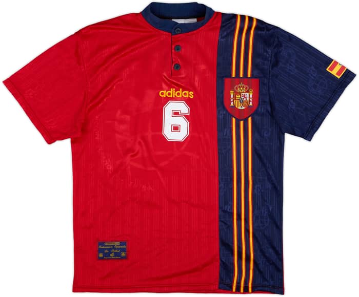 1996-98 Spain Home Shirt R.Hierro #6 - 8/10 - (M)