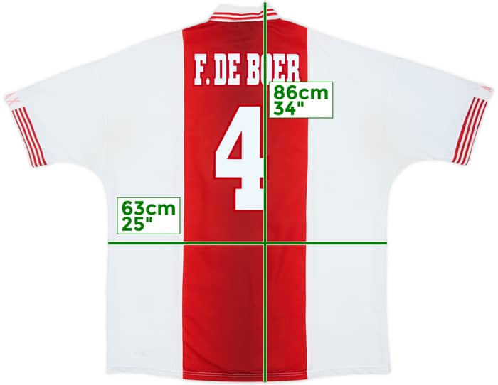 1997-98 Ajax Home Shirt F.De Boer #4 - 8/10 - (XXL)