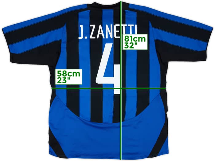 2003-04 Inter Milan Home Shirt J.Zanetti #4 - 6/10 - (XL)