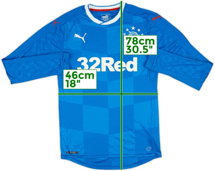 2016-18 Rangers Home L/S Shirt - 9/10 - (S)