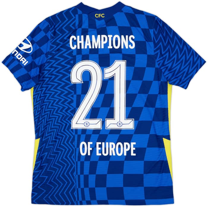 2021-22 Chelsea Player Issue Home Shirt 'Champions #21 Of Europe' - 10/10 - (L)