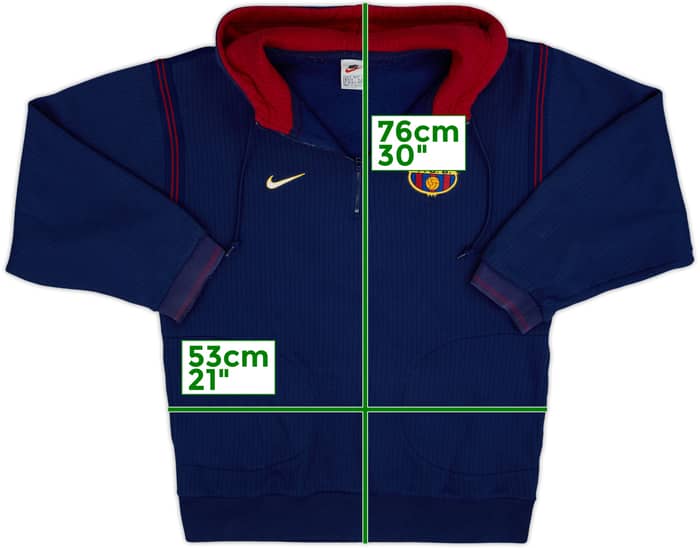 1998-00 Barcelona Nike 1/4 Zip Hooded Sweat Top - 9/10 - (S)