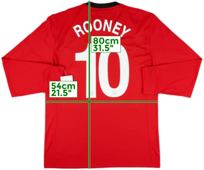 2009-10 Manchester United Player Issue Home L/S Shirt Rooney #10 (XL)