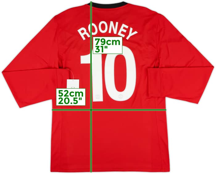 2009-10 Manchester United Player Issue Home L/S Shirt Rooney #10 (XL)
