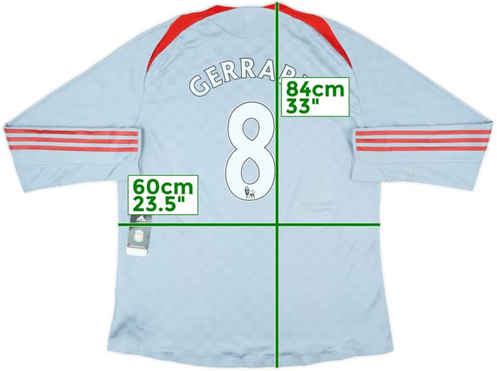 2008-09 Liverpool Player Issue Away L/S Shirt Gerrard #8 (XXL)