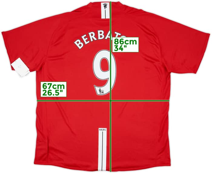 2007-09 Manchester United Home Shirt Berbatov #9 (3XL)