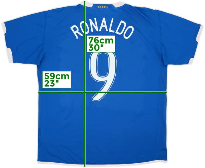 2006-07 Brasil Camiseta Visitante Ronaldo #9 - 6/10 - (XL)