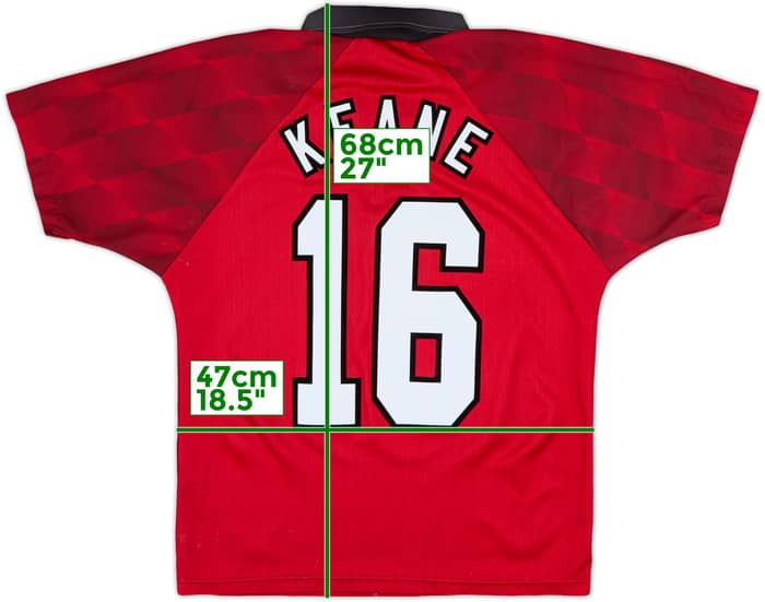 1996-98 Manchester United Home Shirt Keane #16 - 6/10 - (Y)