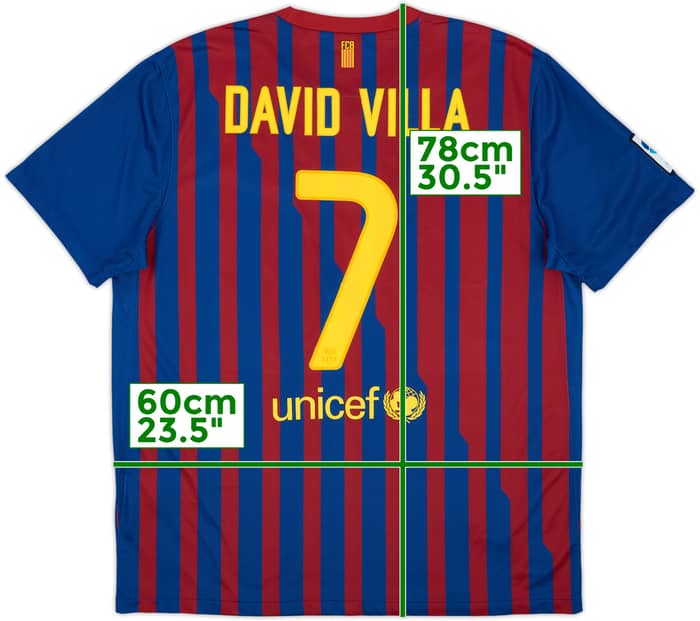 2011-12 Barcelona Home Shirt David Villa #7 - 8/10 - (XL)