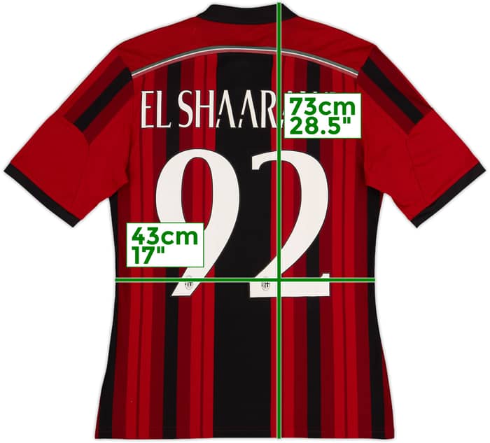 2014-15 AC Milan Home Shirt El Shaarawy #92 - 8/10 - (S)