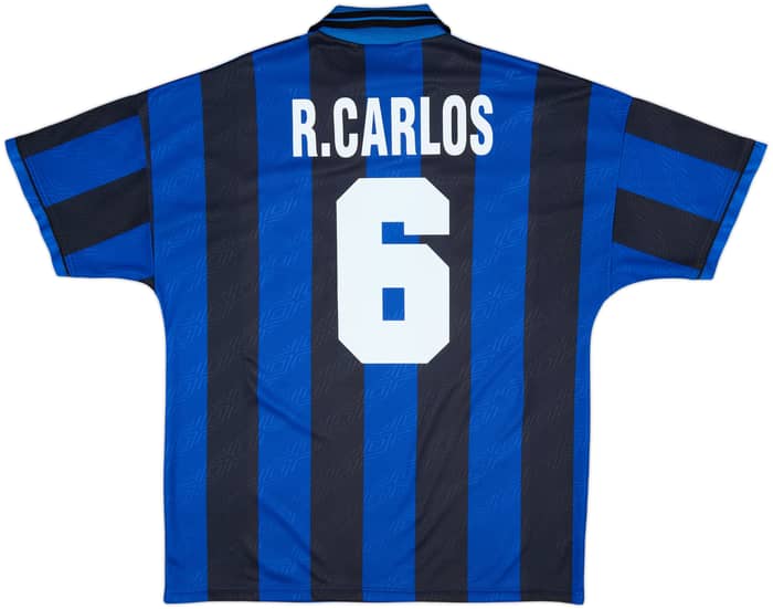 1995-96 Inter Milan Home Shirt R.Carlos #6 - 9/10 - (XL)