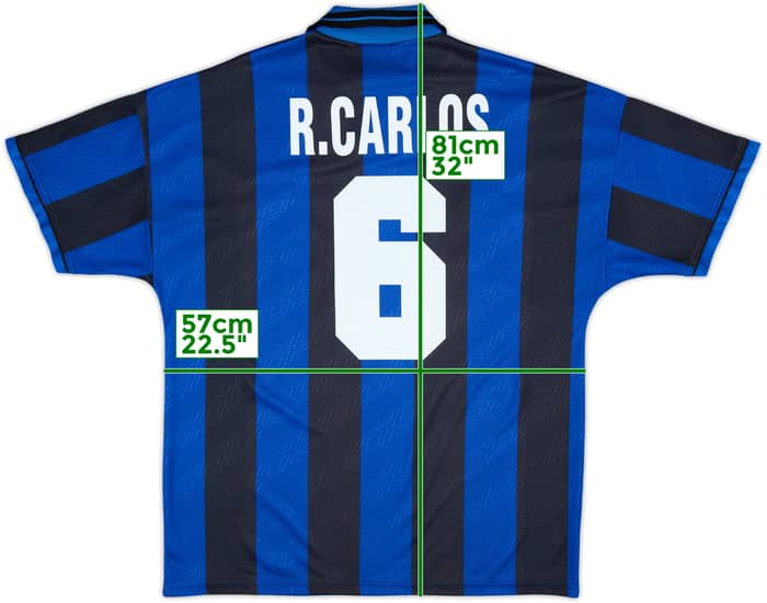 1995-96 Inter Milan Home Shirt R.Carlos #6 - 9/10 - (XL)