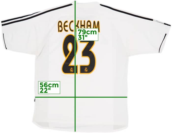 2003-04 Real Madrid Home Shirt Beckham #23 - 7/10 - (XL)