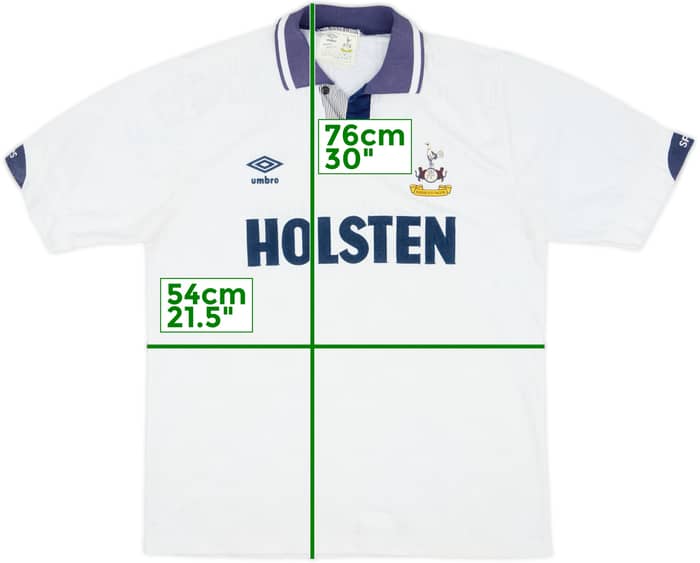 1991-93 Tottenham Home Shirt - 8/10 - (XL)
