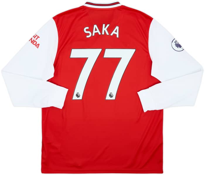 2019-20 Arsenal Home L/S Shirt Saka #77 - 8/10 - (L)