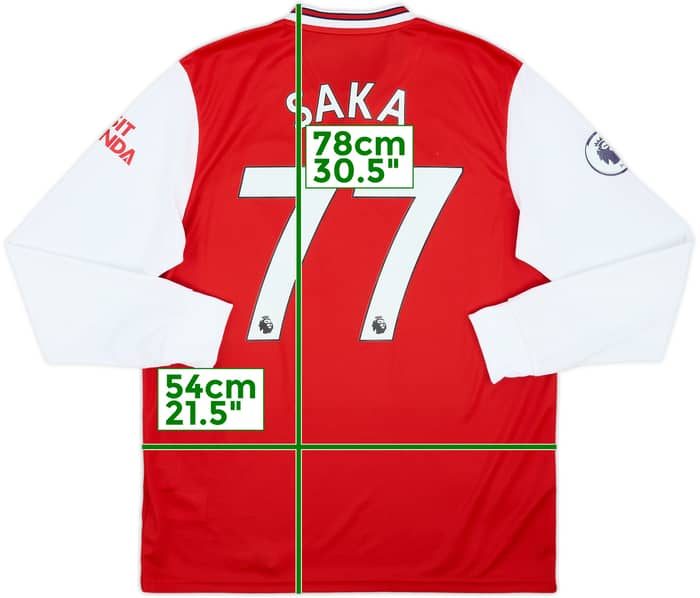 2019-20 Arsenal Home L/S Shirt Saka #77 - 8/10 - (L)
