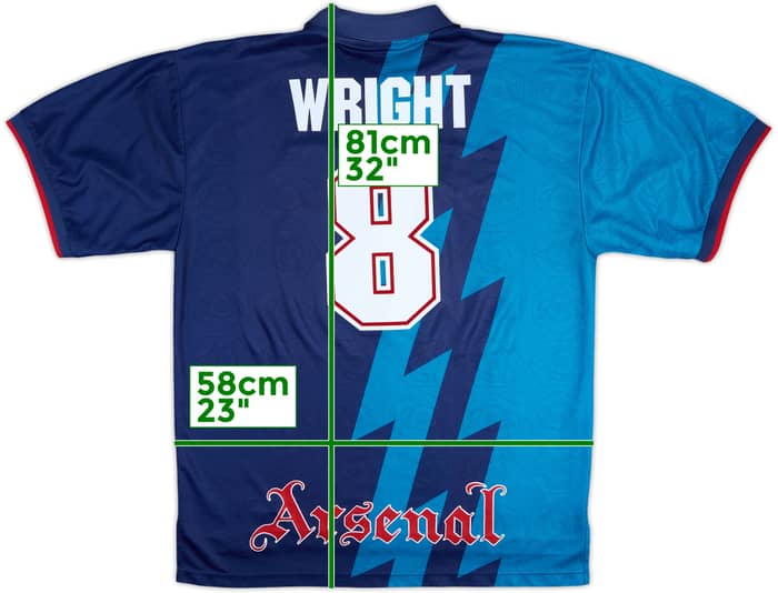 1995-96 Arsenal Away Shirt Wright #8 - 7/10 - (XXL)