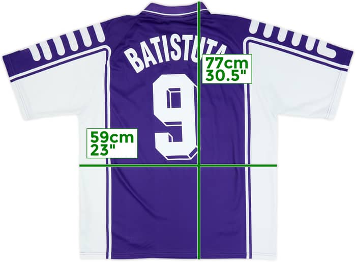 1999-00 Fiorentina Home Shirt Batistuta #9 - 8/10 - (XL)