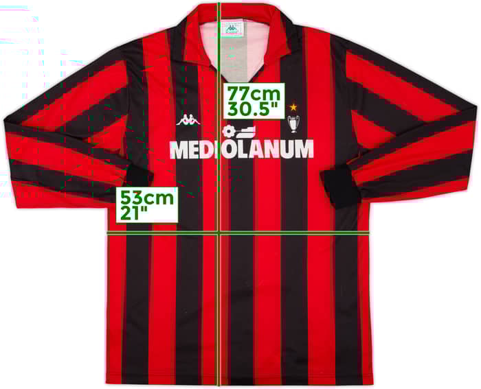 1988-89 AC Milan Home L/S Shirt - 9/10 - (XL)