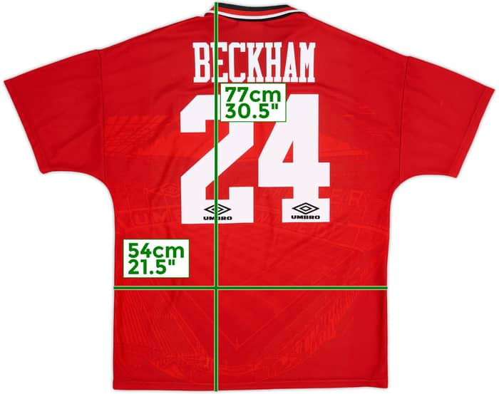 1994-96 Manchester United Home Shirt Beckham #24 - 9/10 - (L)
