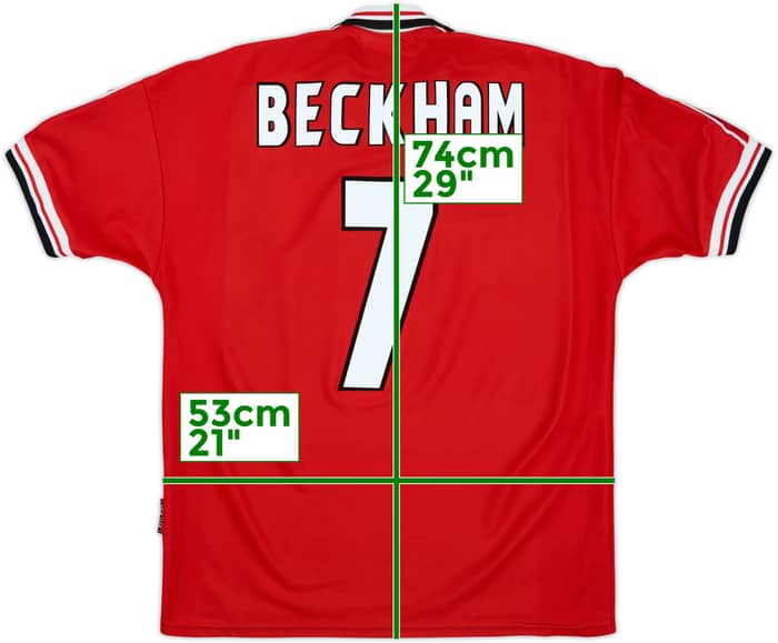 1998-00 Manchester United Home Shirt Beckham #7 - 6/10 - (M)