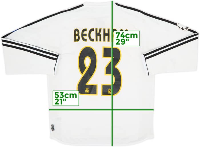 2003-04 Real Madrid Home L/S Shirt Beckham #23 - 5/10 - (M)