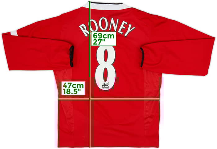 2004-06 Manchester United Home L/S Shirt Rooney #8 - 8/10 - (M)
