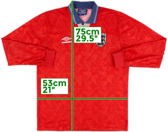 1990-93 England Away L/S Shirt #5 - 7/10 - (M)