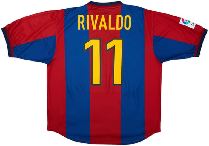 1998-00 Barcelona Home Shirt Rivaldo #11 - 8/10 - (XL)