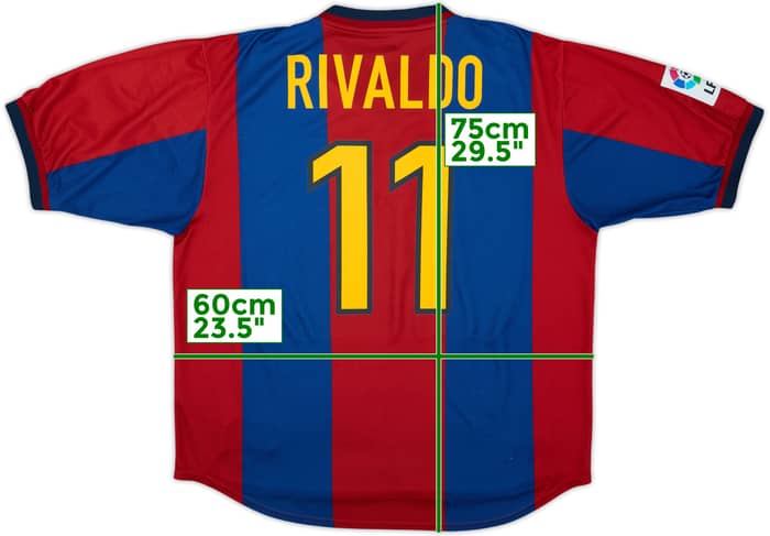 1998-00 Barcelona Home Shirt Rivaldo #11 - 8/10 - (XL)