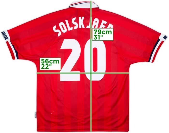 1998-00 Norway Home Shirt Solskjaer #20 - 8/10 - (L)