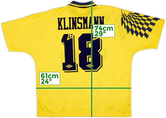 1991-95 Tottenham Away Shirt Klinsmann #18 - 8/10 - (XL)