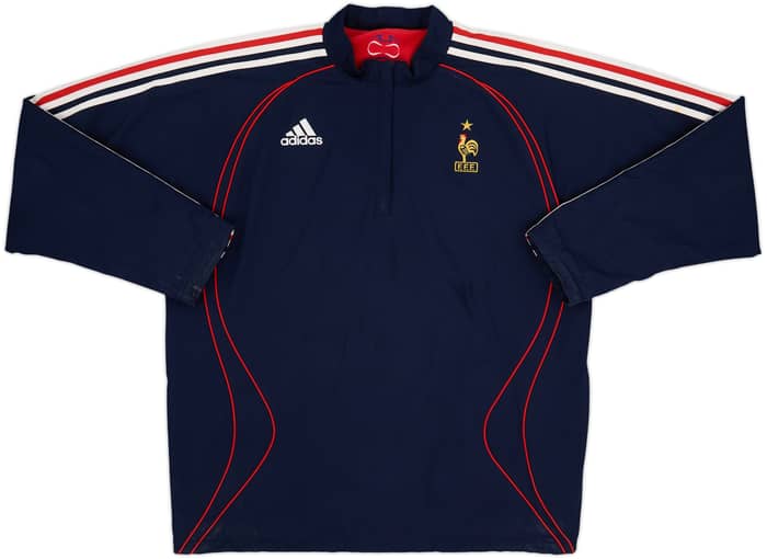 2007-08 France adidas Chamarra de forro polar reversible con 1/4 de cremallera - 8/10 - (L)