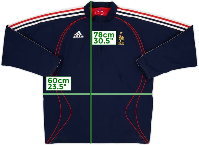 2007-08 France adidas Chamarra de forro polar reversible con 1/4 de cremallera - 8/10 - (L)