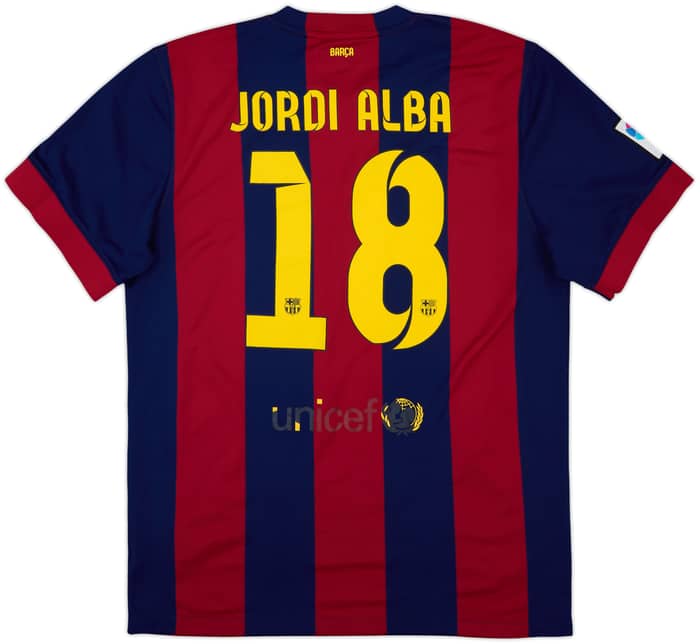 2014-15 Barcelona Home Shirt Jordi Alba #18 - 5/10 - (XL)