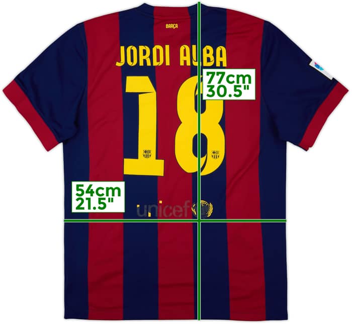 2014-15 Barcelona Home Shirt Jordi Alba #18 - 5/10 - (XL)