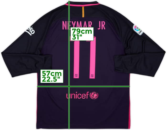 2016-17 Barcelona Away L/S Shirt Neymar Jr #11 - 6/10 - (XL)