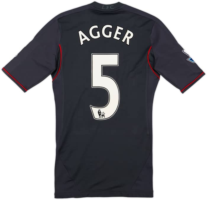 2011-12 Liverpool Player Issue TechFit Away Shirt Agger #5 (S/M)
