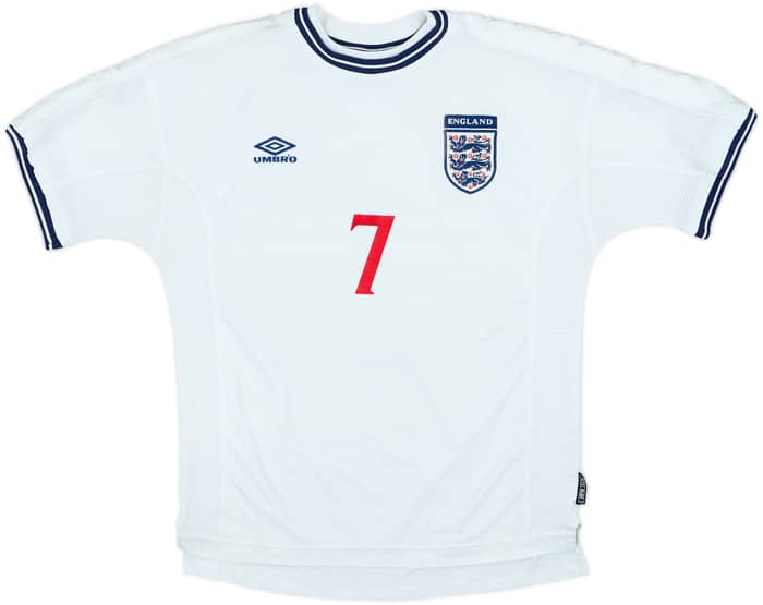 1999-01 England Home Shirt Beckham #7 - 6/10 - (L)