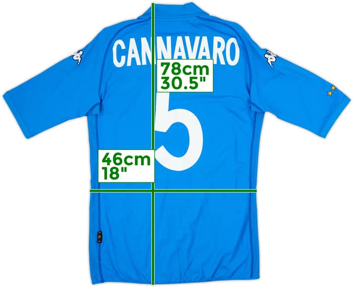 2002 Italy Home Shirt Cannavaro #5 - 6/10 - (XL)