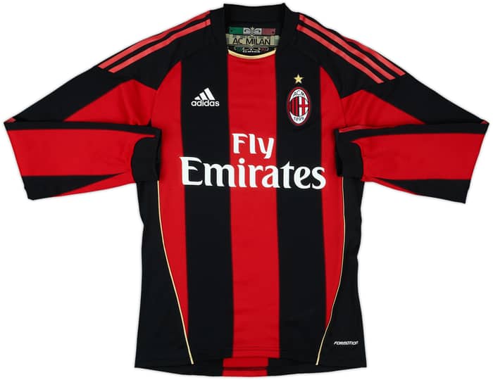 2010-11 AC Milan Player Issue Signed Home L/S Shirt Pato #7 - 7/10 - (S)
