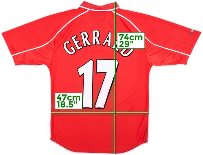 2000-02 Liverpool Home Shirt Gerrard #17 - 7/10 - (XL.Boys)
