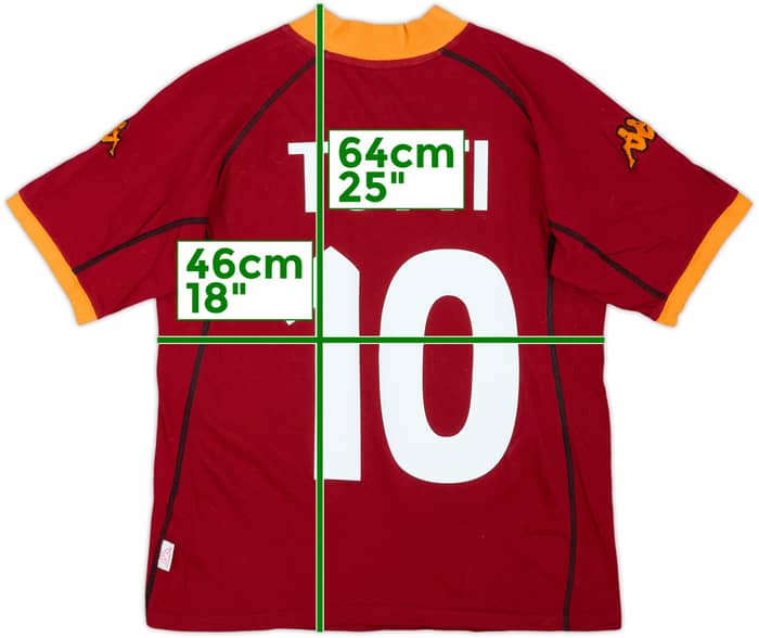 2001-02 Roma Home Shirt Totti #10 - 8/10 - (XL.Boys)