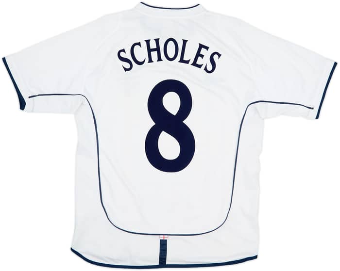 2001-03 England Home Shirt Scholes #8 - 6/10 - (M)