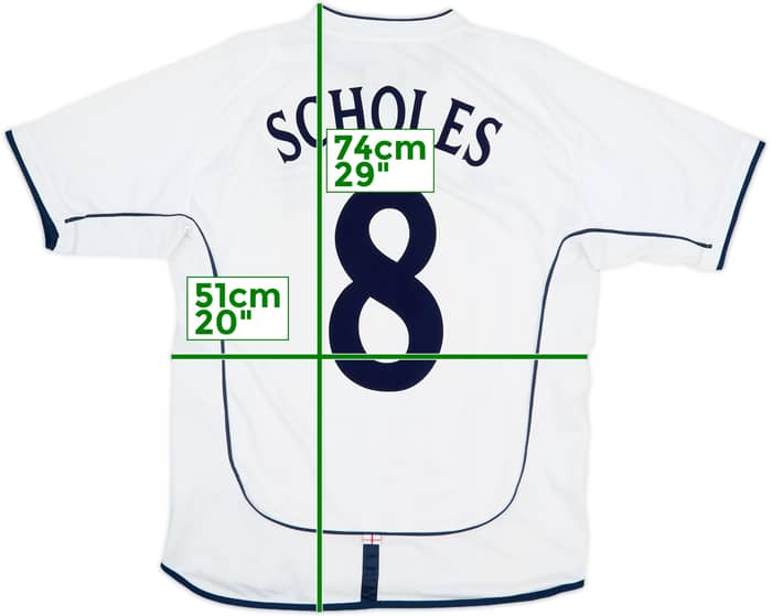 2001-03 England Home Shirt Scholes #8 - 6/10 - (M)
