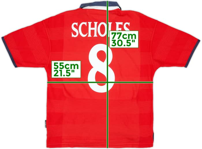 1999-01 England Away Shirt Scholes #8 - 8/10 - (M)