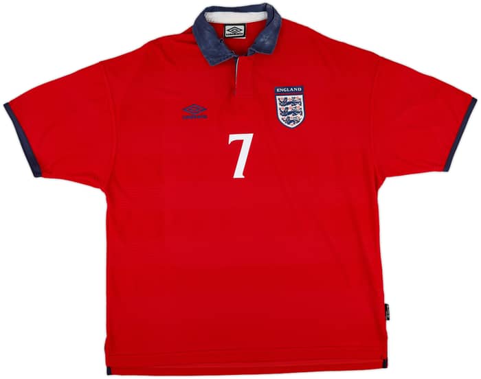 1999-01 England Away Shirt Beckham #7 - 5/10 - (XXL)